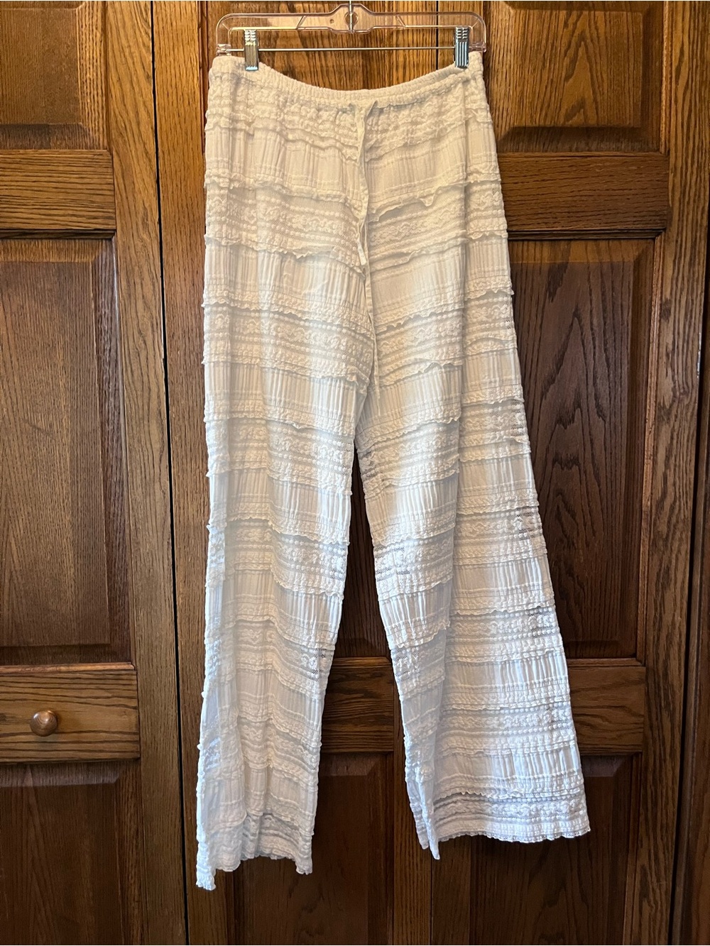 Free People Women's White Textured Wide-Leg Pants